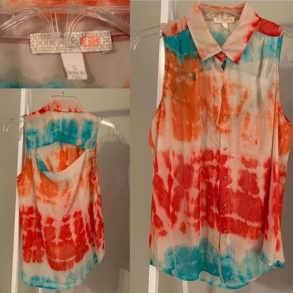 Tye-dye Chiffon Button-Up Tank